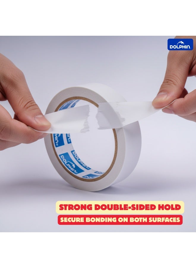 دولفين شريط لاصق مزدوج الوجهين من دولفين مقاس 24 مم × 15 ياردة – لاصق قوي وسهل القطع للاستخدام المكتبي والأشغال اليدوية والمنزليةياردة – لاصق قوي وسهل القطع للاستخدام المكتبي والمنزلي - Image 3